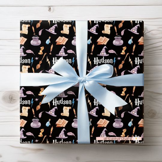 Personalized Wizard Gift Wrap - Magic Wizard Party Theme, HP Baby, Potterhead, Cauldron