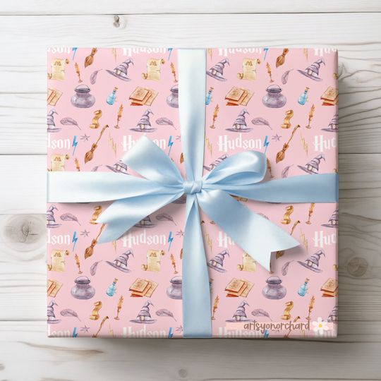 Personalized Wizard Gift Wrap - Magic Wizard Party Theme, HP Baby, Potterhead, Cauldron
