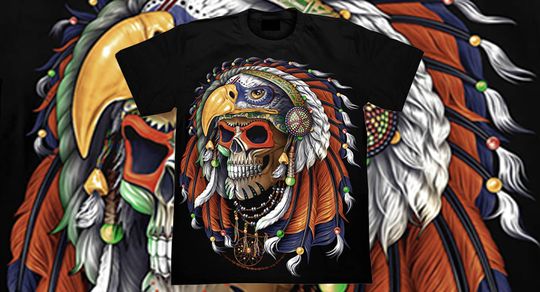 Indian Skull 4D T-shirt  , GLOW IN DARK