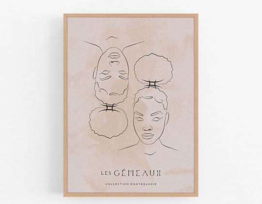 Zodiac, Gemini, Gift, Birthday, Astrology, Star Sign, Art Print, Poster, Boho Decor