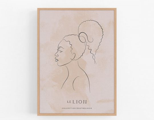 Zodiac, Leo, le Lion, Gift, Birthday, French Astrology, Star Sign, Art Print, Poster, Boho Decor