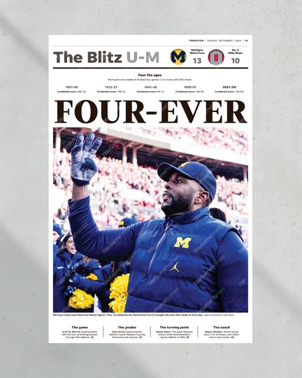 2024 Michigan Wolverines Upsets Ohio State FOUR-EVER Newspaper