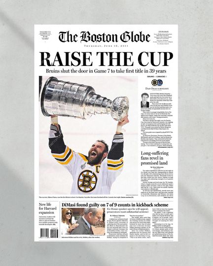 2011 Boston Bruins Stanley Cup Boston Globe (NO FRAMED) Poster