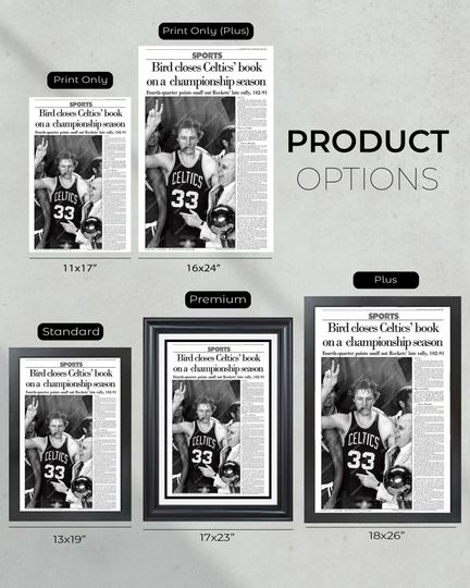 1981 Boston Celtics NBA Champion Framed Front Page Newspaper Print