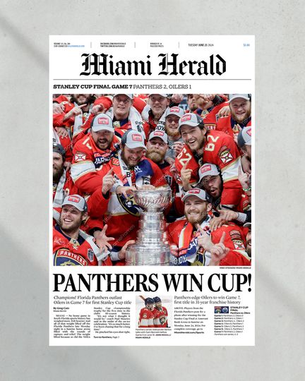 2024 Florida Panthers Stanley Cup Champions 'PANTHERS WIN CUP!'  (NO Framed) Poster