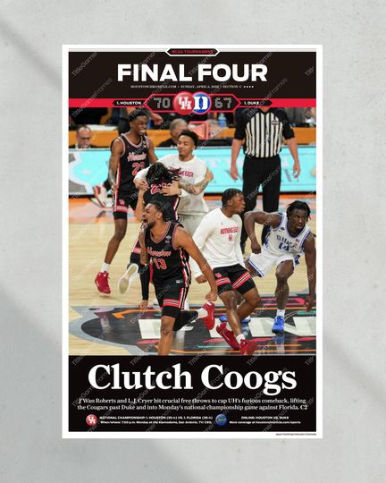 2025 Houston Cougars' Final Four Victory: "Clutch Coogs" UNFRAMED Poster