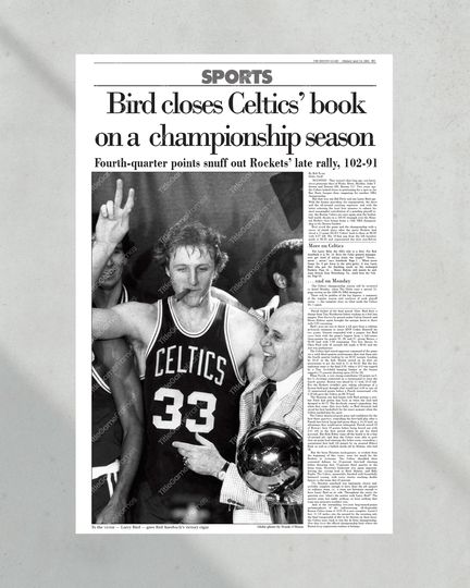 1981 Boston Celtics NBA Champion Framed Front Page Newspaper Print