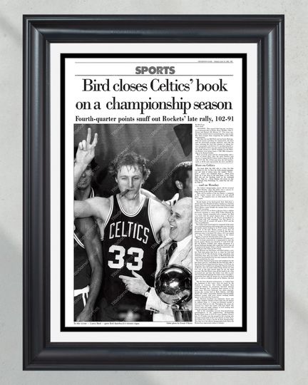 1981 Boston Celtics NBA Champion Framed Front Page Newspaper Print