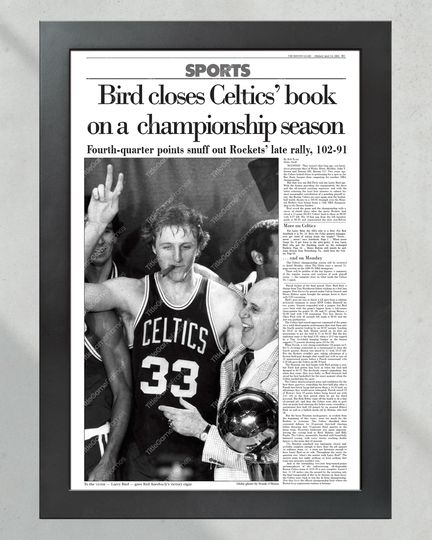 1981 Boston Celtics NBA Champion Framed Front Page Newspaper Print