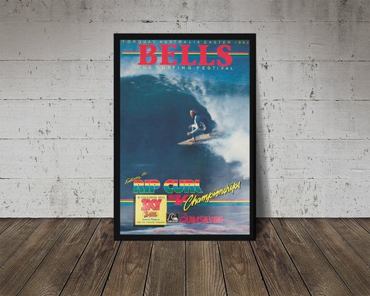 1983 RIP CURL BELL'S Surfing Competition Print -  Vintage Surfing Poster, Retro Surf Poster