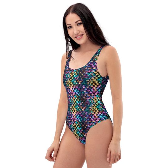 Mermaid Scales Print One-Piece Swimsuit