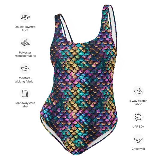 Mermaid Scales Print One-Piece Swimsuit