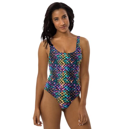 Mermaid Scales Print One-Piece Swimsuit