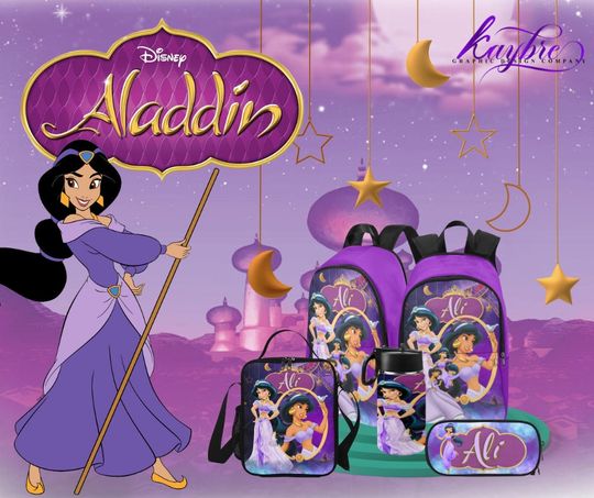 Princess Jasmine Personalized Backpack, Custom Name Backpack, Travel Backpack, Backpack for Kids, back to school