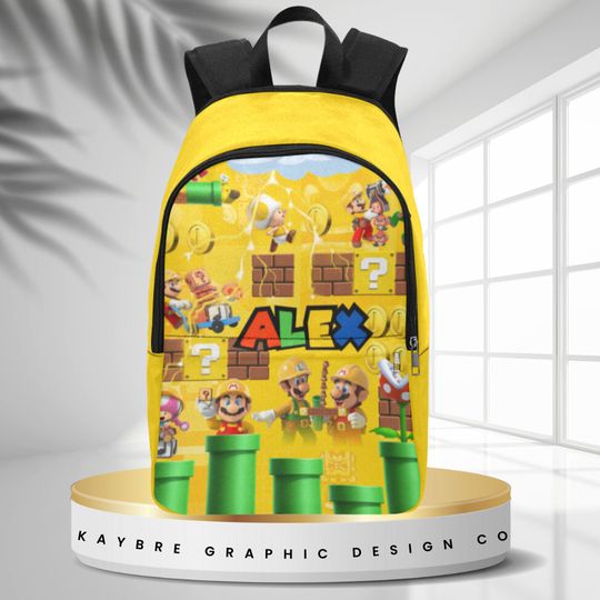 Super Mario Maker Personalized Backpack, Custom Name Backpack, Travel Backpack, Backpack for Kids