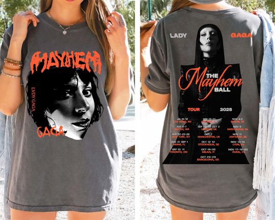 Ld ga The Mayhem Ball Tour 2025 Shirt, Ld ga Shirt, Gaga Fan Graphic Tee with Tour Dates, Ld ga Fan Merch, Pop Music Concert Tee