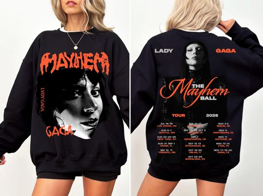Ld ga The Mayhem Ball Tour 2025 Shirt, Ld ga Shirt, Gaga Fan Graphic Tee with Tour Dates, Ld ga Fan Merch, Pop Music Concert Tee