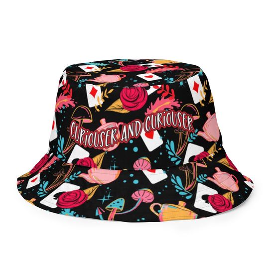 Curiouser and Curiouser Reversible Bucket Hat | rave hat, rave bucket hat, festival bucket hat, rave wear, reversible bucket hat.