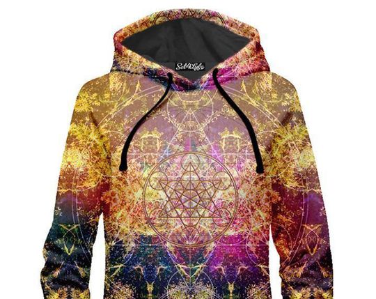 Pineal Metatron Vibrant Psychedelic Geometric Cosmic 3D Graphic Print Long Sleeve Pullover Hooded