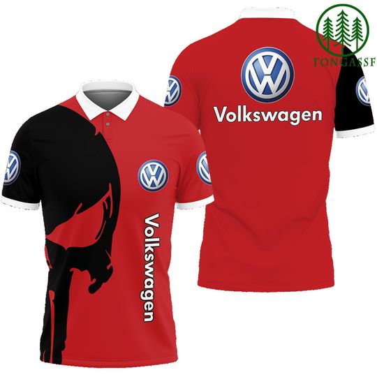 Volkswagen red skull polo shirt