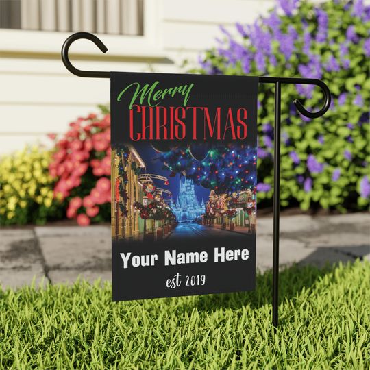 Disney Christmas Castle Inspired Garden Flag - Custom