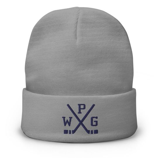Winnipeg Hockey Sticks Retro WPG Embroidered Winter Beanie Cap Hat