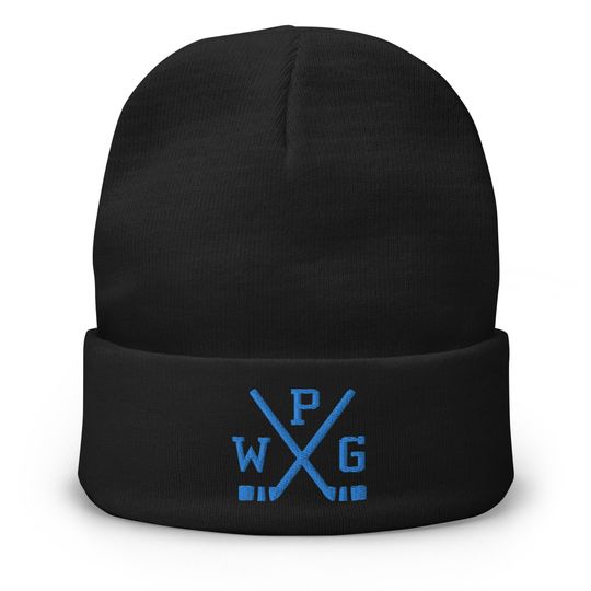 Winnipeg Hockey Sticks Retro WPG Embroidered Winter Beanie Cap Hat
