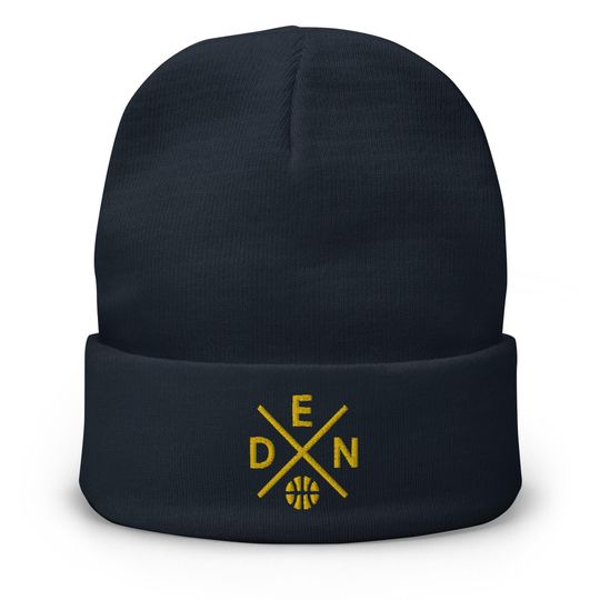 Denver Basketball Retro DEN Cross Winter Beanie Cap Hat