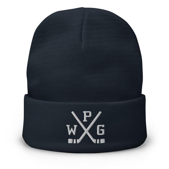 Winnipeg Hockey Sticks Retro WPG Embroidered Winter Beanie Cap Hat
