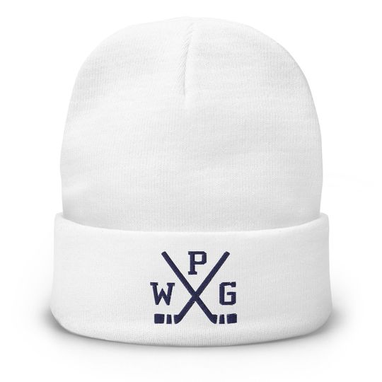 Winnipeg Hockey Sticks Retro WPG Embroidered Winter Beanie Cap Hat