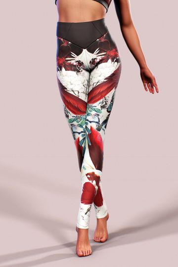 Fire Bird Leggings Feather Printed Yoga