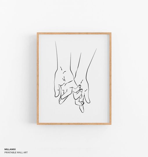 Abstract Couple Line Art, Romantic Poster, Anniversary Gift, Couple One Line Drawing