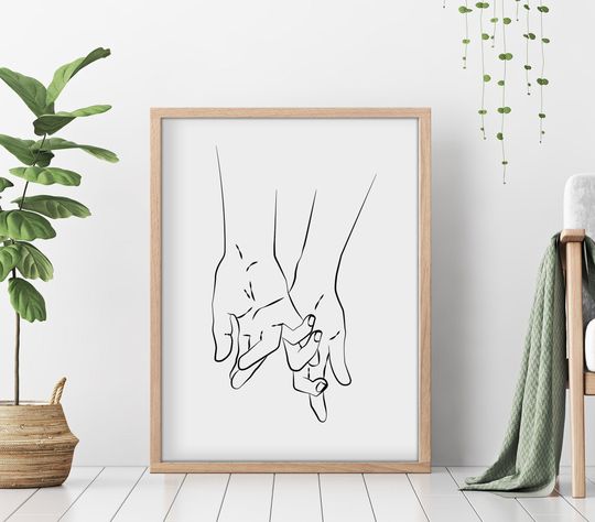 Abstract Couple Line Art, Romantic Poster, Anniversary Gift, Couple One Line Drawing