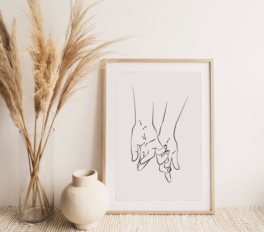 Abstract Couple Line Art, Romantic Poster, Anniversary Gift, Couple One Line Drawing
