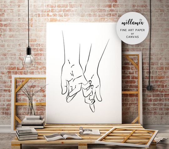 Abstract Couple Line Art, Romantic Poster, Anniversary Gift, Couple One Line Drawing
