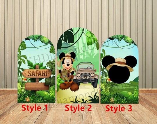 Cartoon Mickey Wilderness Jungle Birthday Arch Cover Backdrop Wall for Kids Baby Shower Birthday Party Backdrop Wall Decoration Supplies