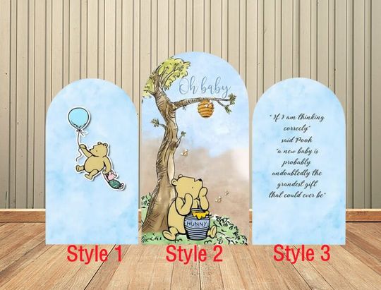 Cartoon Winnie the Pooh Single -Sided Arch Cover Backdrop Wall for Kids Baby Shower Birthday Party Background Wall Decoration Supplies
