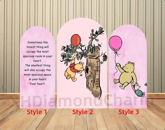 Disney Pink Winnie The Pooh Single -Sided Arch Backdrop Custom Piglet Balloon Backdrop Baby Shower Birthday Party Backdrop Decor Supplies