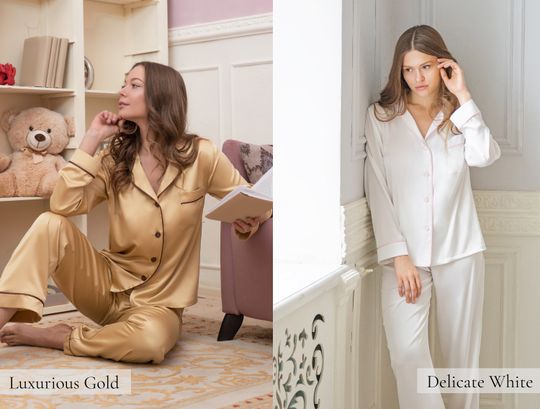 Christmas Pyjamas, Gifts for Her, Silk Pyjamas, Silk Pajamas for Women, Satin Pajama Set, PJs Long PJs Button Up Pajamas Sets Red Burgundy