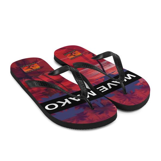 WAVEMAKO Sunset Purple Palms Flip-Flops