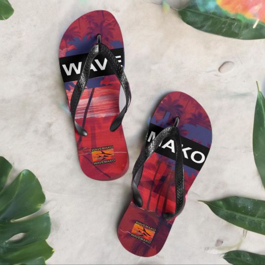 WAVEMAKO Sunset Purple Palms Flip-Flops