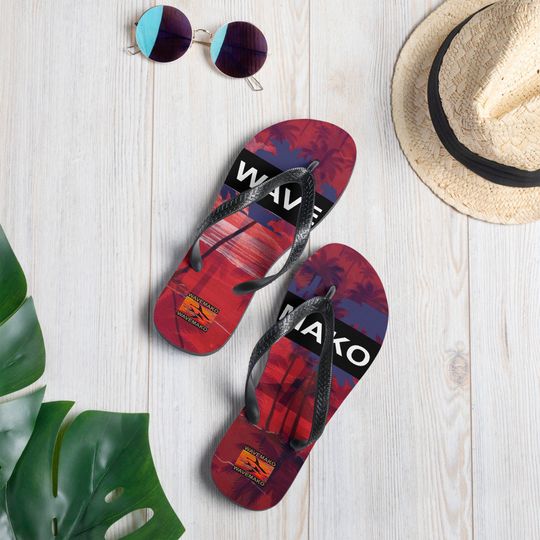 WAVEMAKO Sunset Purple Palms Flip-Flops