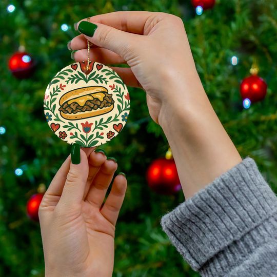 Philly Cheese Steak Ceramic Ornament