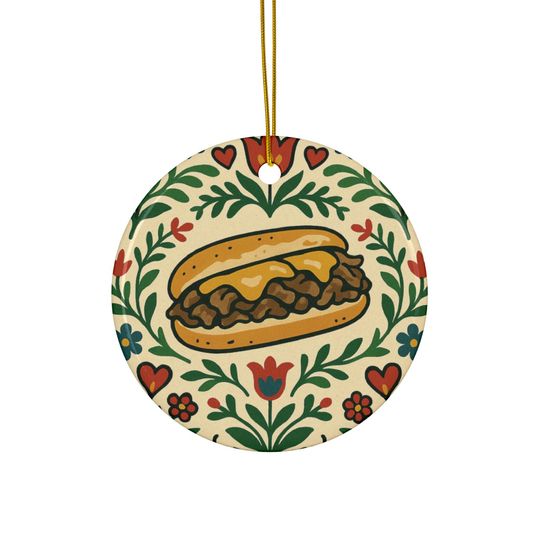 Philly Cheese Steak Ceramic Ornament