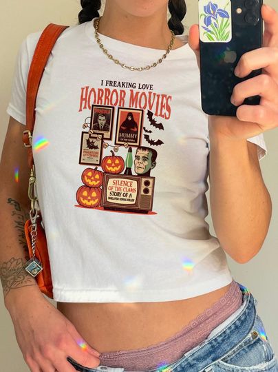 Halloween Baby Tee, Horror Movie Style, Monster Baby Shirt, Spooky Season T-Shirt