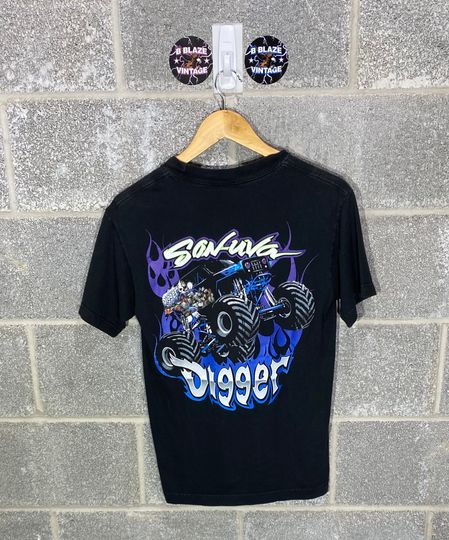 Y2K 2010s Son-uva Grave Digger Monster Truck Racing Graphic T-Shirt