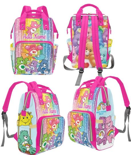 CUSTOM PERSONALIZED Bear Diaper Bag  | Custom Backpack | Custom Diaper Bag | Baby Shower | Care Bear Diaper Bag | Personalized Diaper Bag