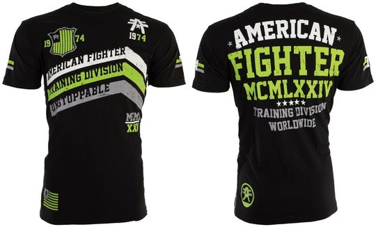AMERICAN FIGHTER Corner Black Neon Green Athletic T-shirt