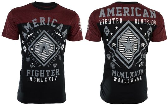 American Fighter Kendall Black Red Athletic Fit Mens Crew Neck T-shirt