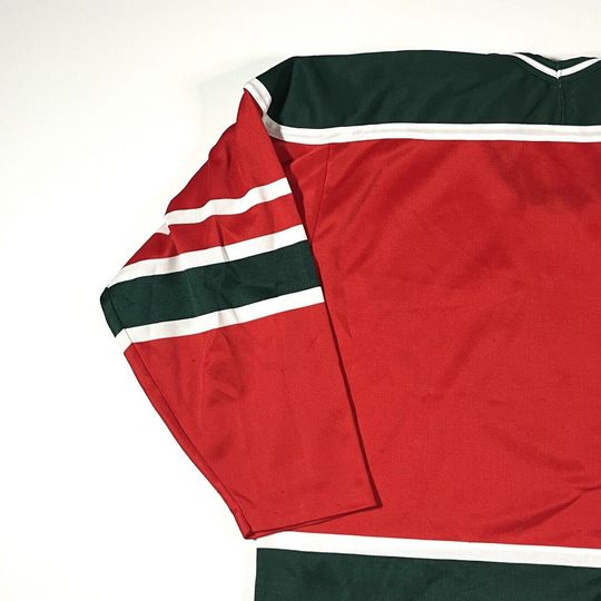 Vintage 1990s New Jersey Devils Christmas Jersey Medium Red Green CCM Maska